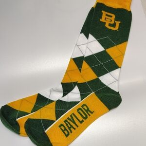 Argyle Crew Socks - Green, Gold, and White